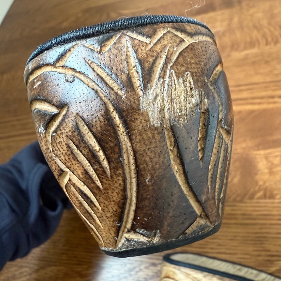 Carved Wooden Slides Clogs‎ Summer Shoes Wedges Heels Woven Retro Sandals 7.5 8 - Picture 8 of 11